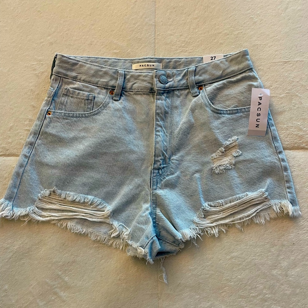 Pacsun light wash high rise festival shorts!